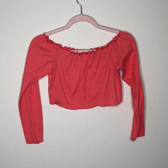 coral long sleeve crop top sz medium - Picture 4 of 6